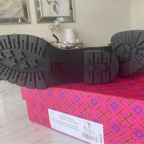 Tory Burch Tweed Lace-Up Ankle Boots - Picture 9 of 15